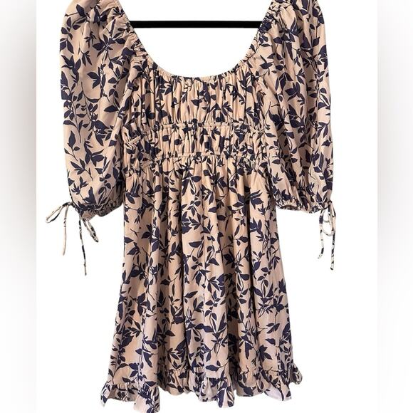 Urban‎ Outfitters Violette Smocked Mini Dress with Ruffles and Bow Accent - Picture 1 of 8